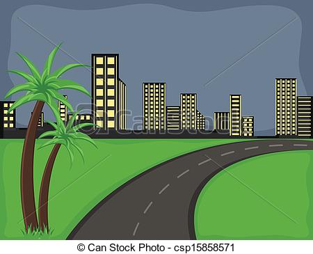 450x365 City Road Vector Background. Drawing Art Of Road