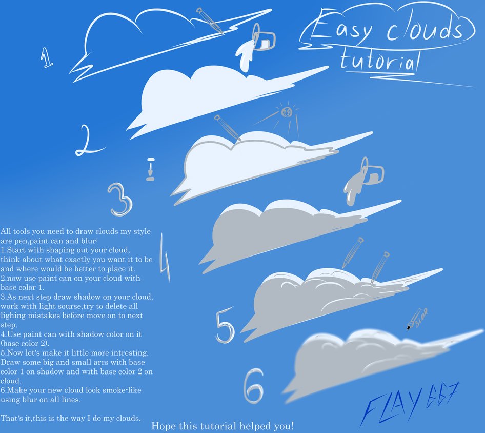 946x844 Cartoon Clouds Tutorial By Wingedwilly