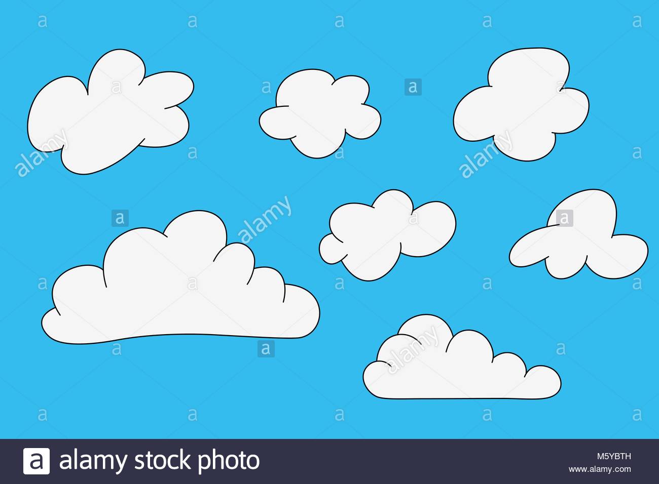 1300x956 Drawing Of Fluffy Cartoon Clouds, Vector Illustration Stock Vector
