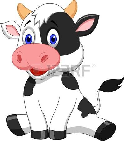 398x450 Cute Cow Cartoon Sitting Photo Cow