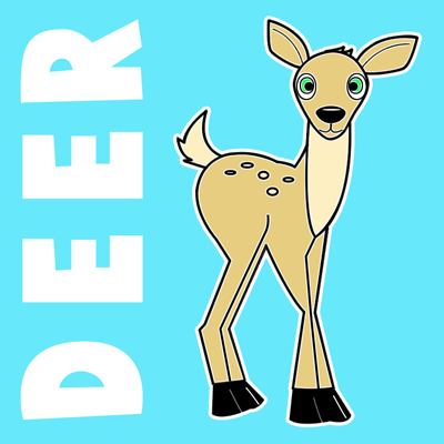 400x400 How To Draw Cartoon Baby Deer With Step By Step Drawing Lesson