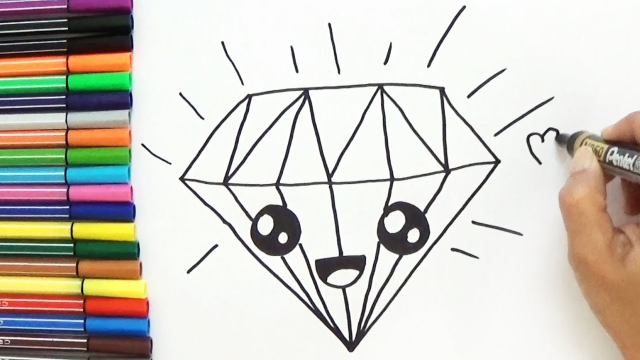 1280x720 How To Draw A Cute Diamond Art For Kids