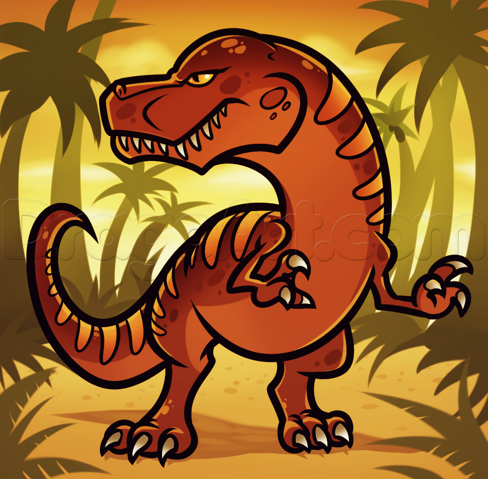 1000x982 How To Draw A Cartoon Dinosaur, Step By Step, Cartoon Animals