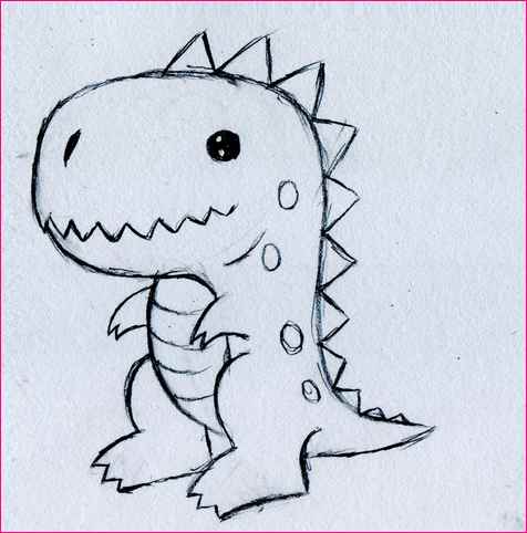 476x482 Simple Black And White Line Drawing Cartoon Dinosaur. Cartoon