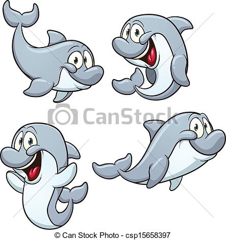 443x470 Cartoon Dolphin. Vector Clip Art Illustration With Simple Eps