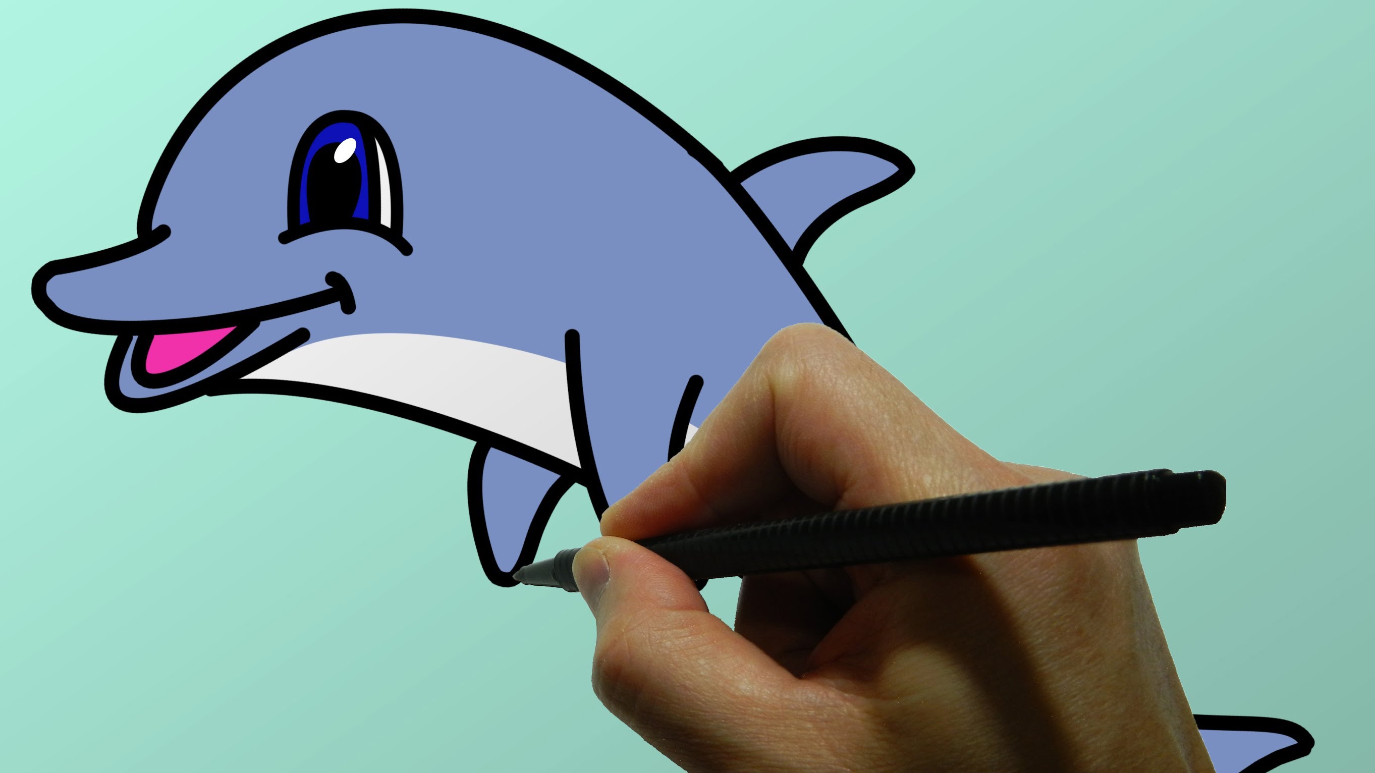2725x1532 How To Draw A Cartoon Dolphin