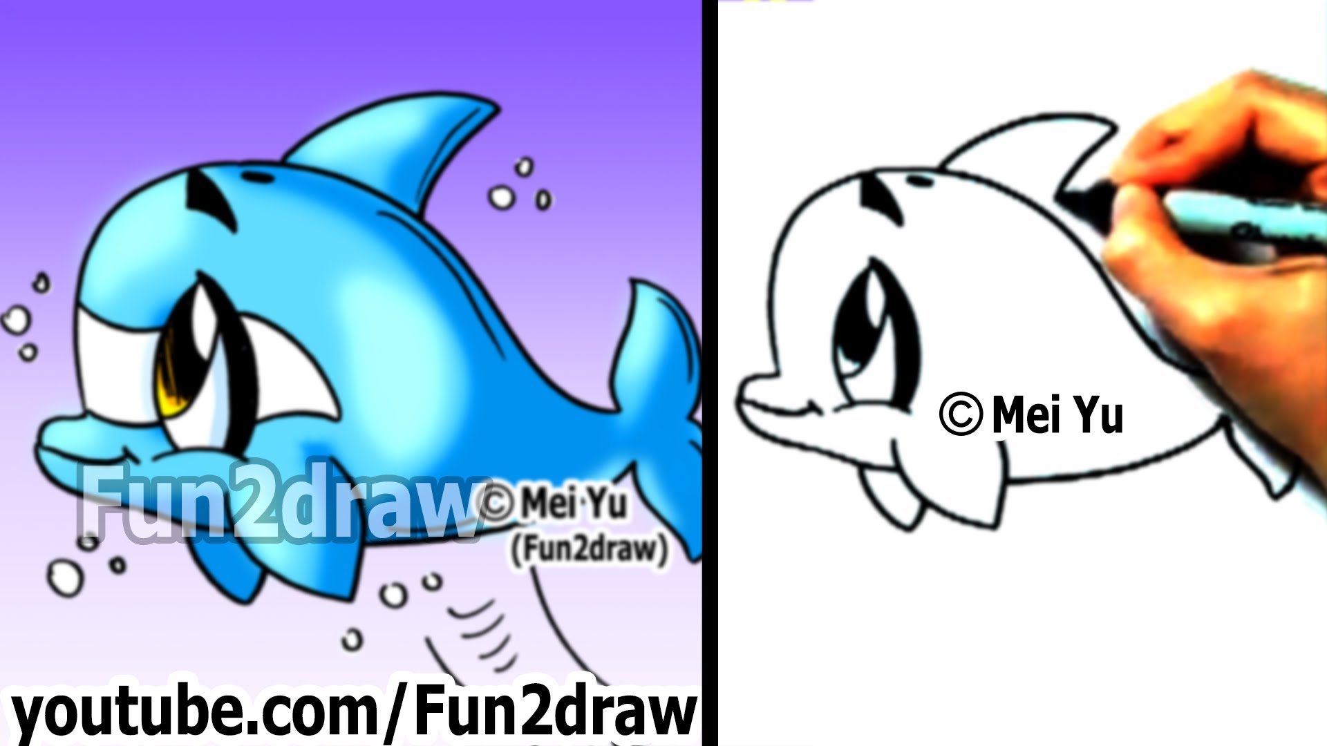 1920x1080 How To Draw A Cartoon Dolphin In 2 Min