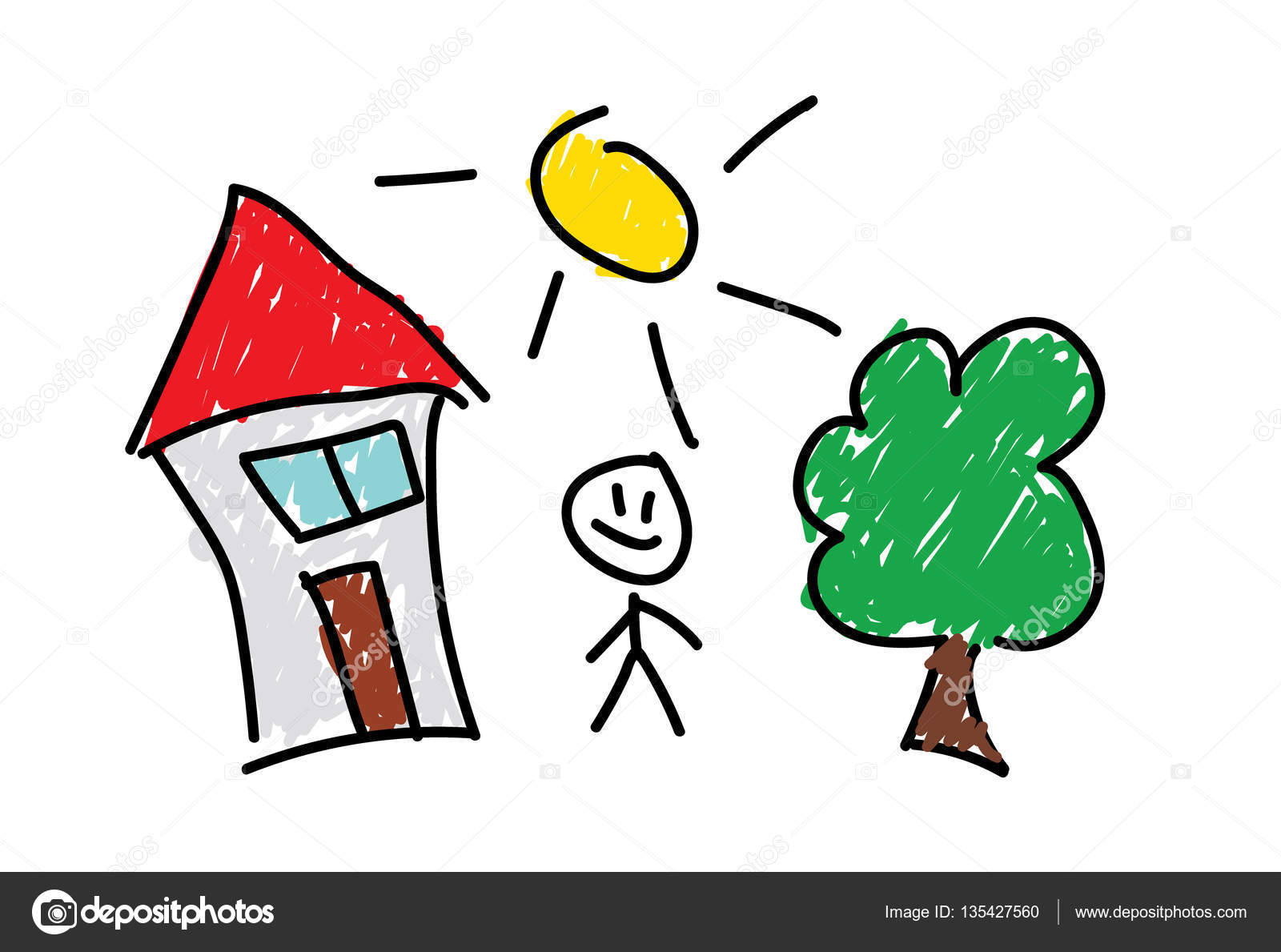 1600x1189 Children Painting. Drawing With A Pencil, Vector Illustration