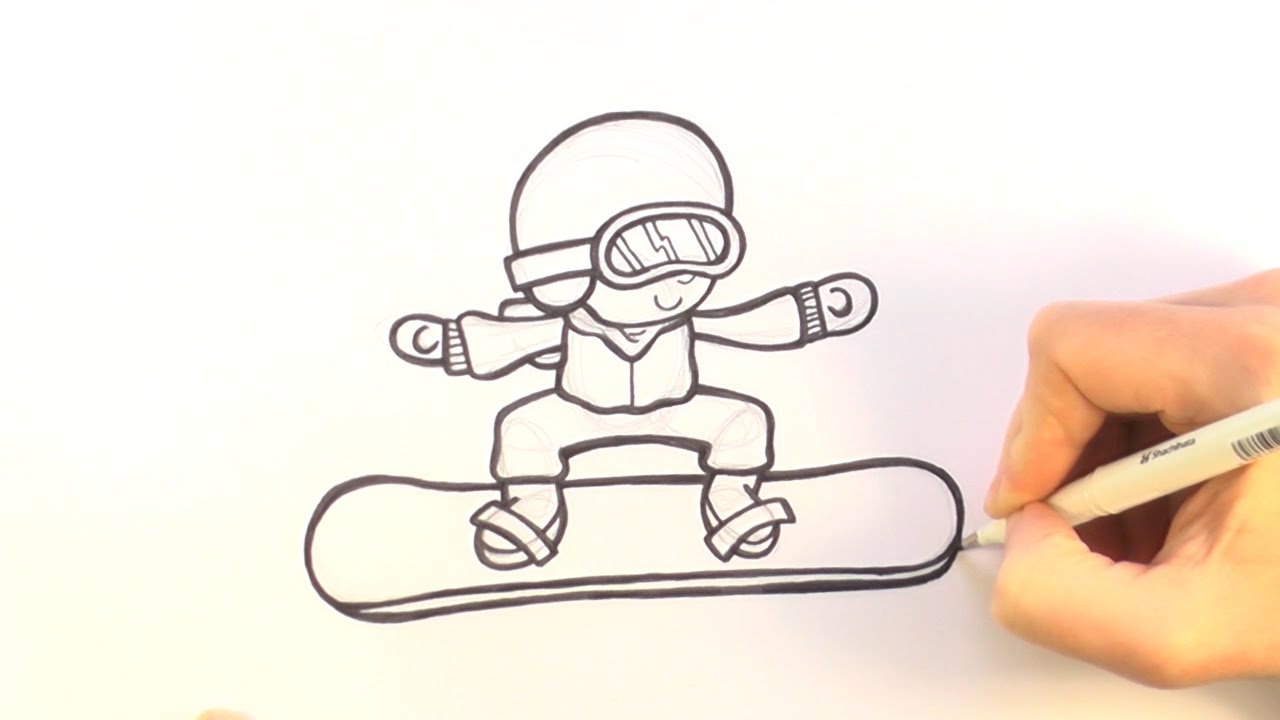 1280x720 How To Draw A Cartoon Snowboarder