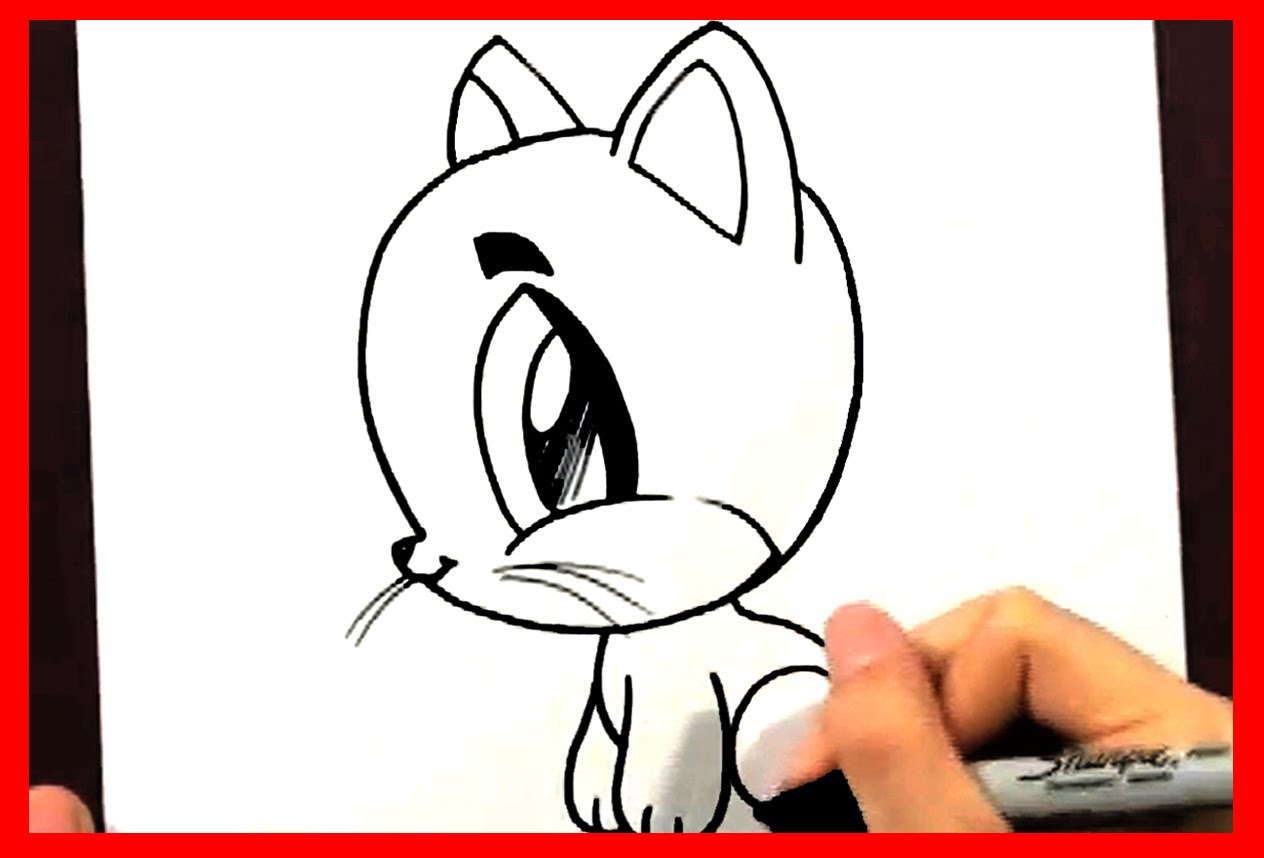 1264x858 How To Draw A Cartoon Cat