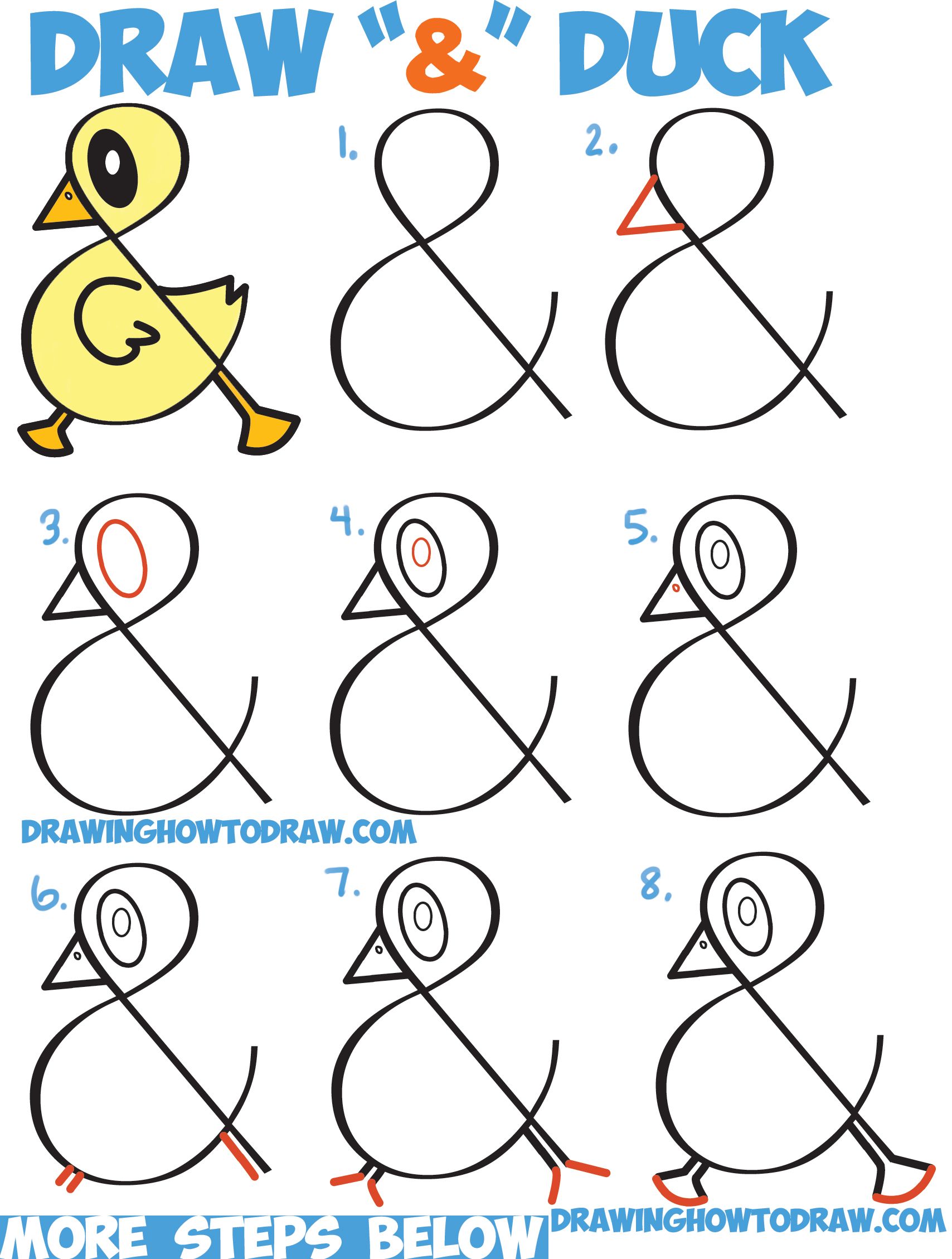 1708x2258 How To Draw A Cute Cartoon Duck From Ampersand Symbol