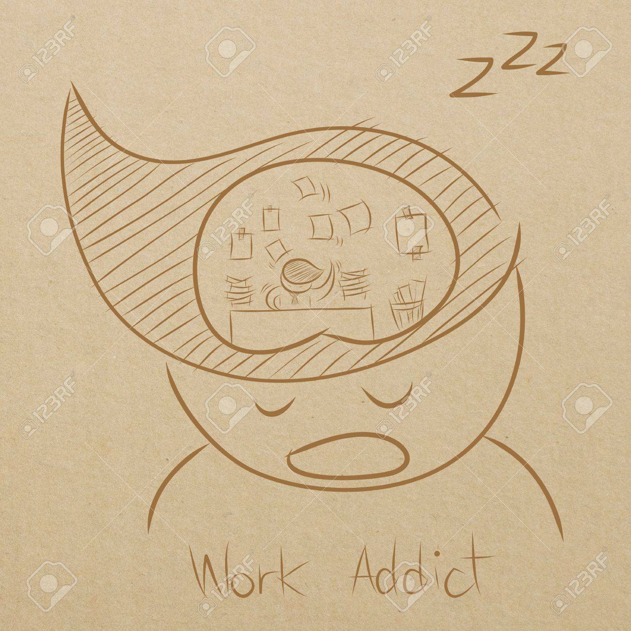 1300x1300 Cartoon Drawing Of A Man Dreaming About Working While Sleeping