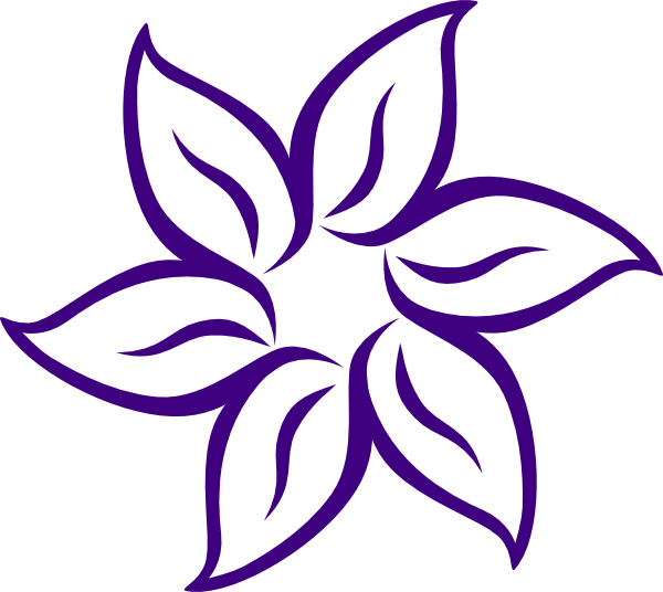 600x536 Purple Flower Outline Clip Art