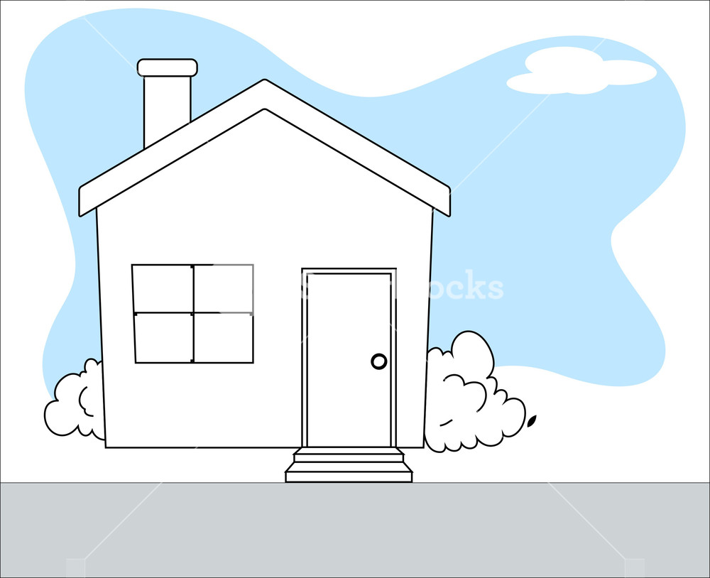 1000x814 Retro Cartoon House Drawing Royalty Free Stock Image