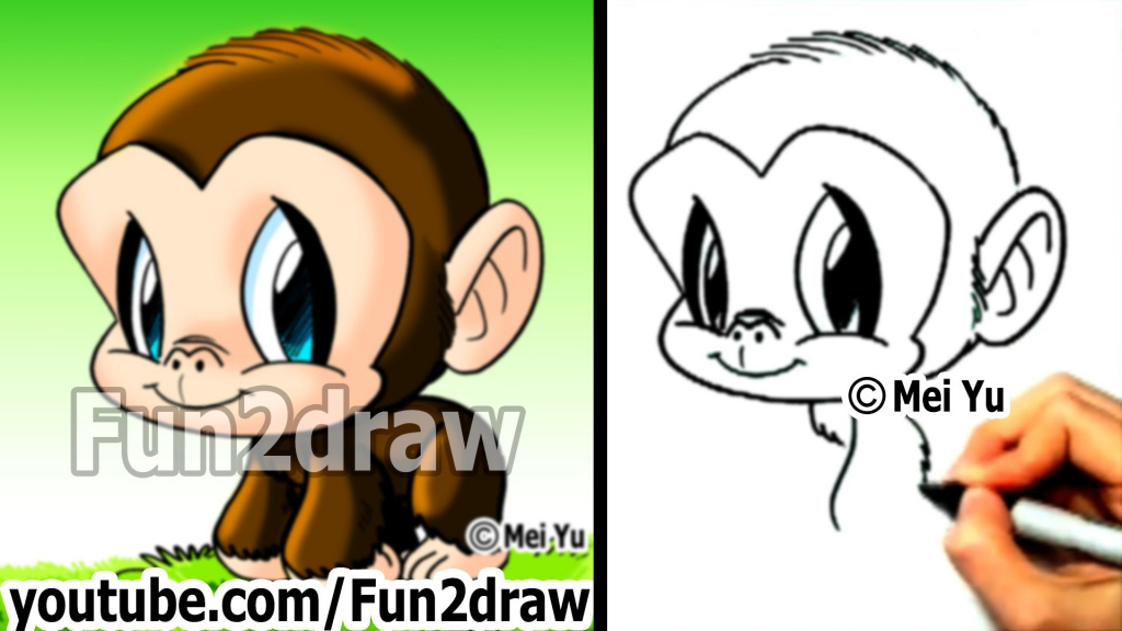 1024x576 Cartoon Drawings Of Monkeys Chimpanzee