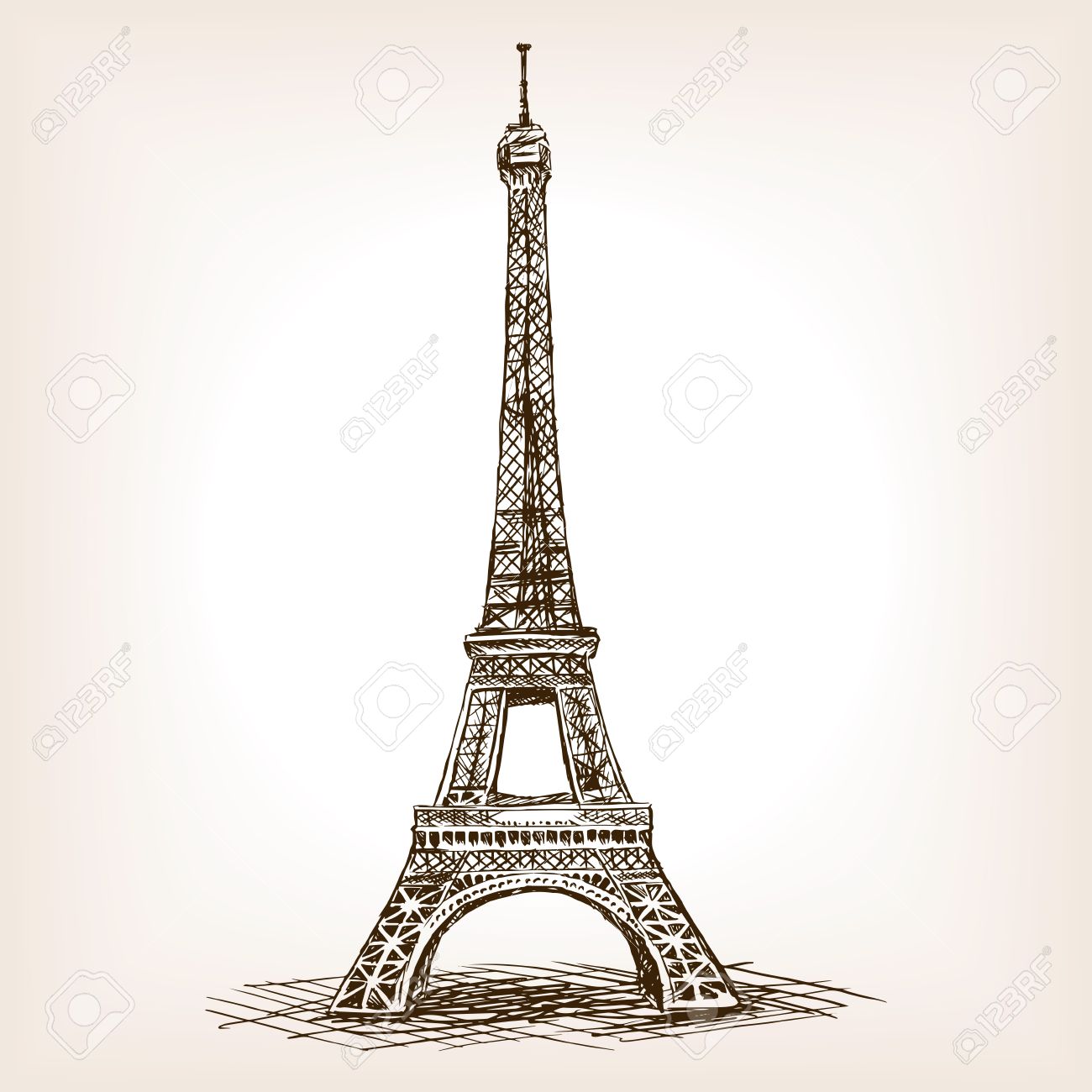 1300x1300 Eiffel Tower Sketch Style Illustration. Old Engraving Imitation