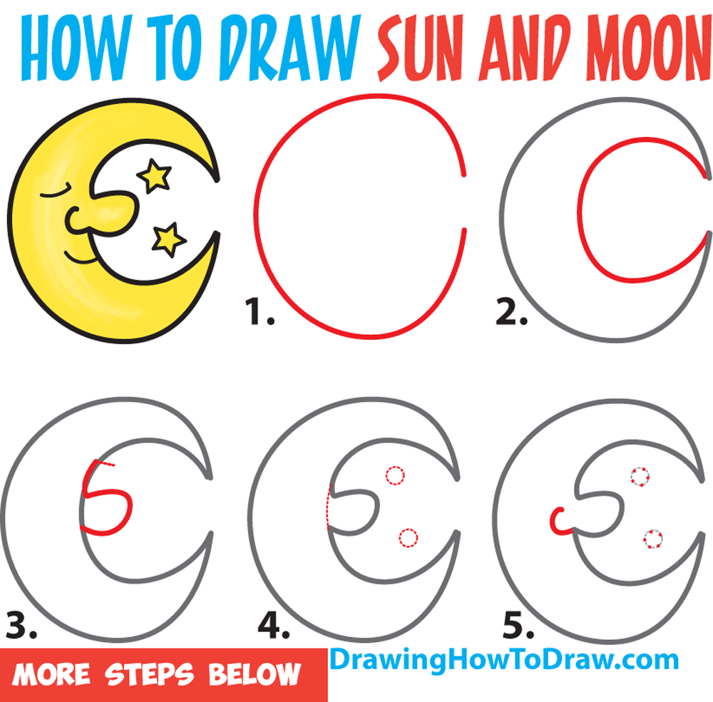 1000x985 How To Draw A Cartoon Moon And Stars Easy Step By Step Drawing