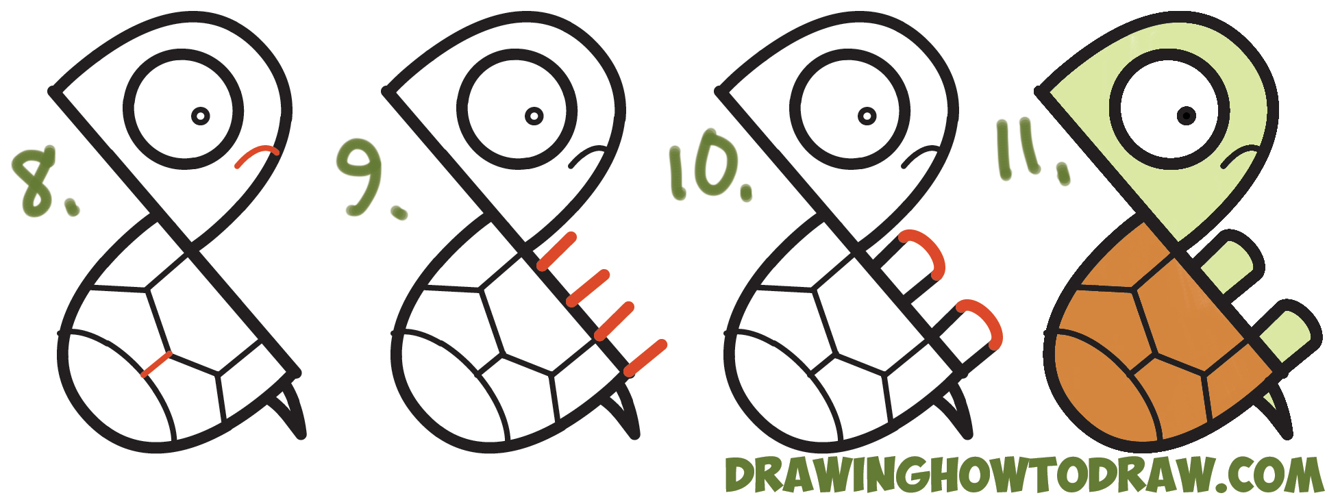 1956x733 A Drawing Of A Turtle How To Draw A Cute Cartoon Turtle