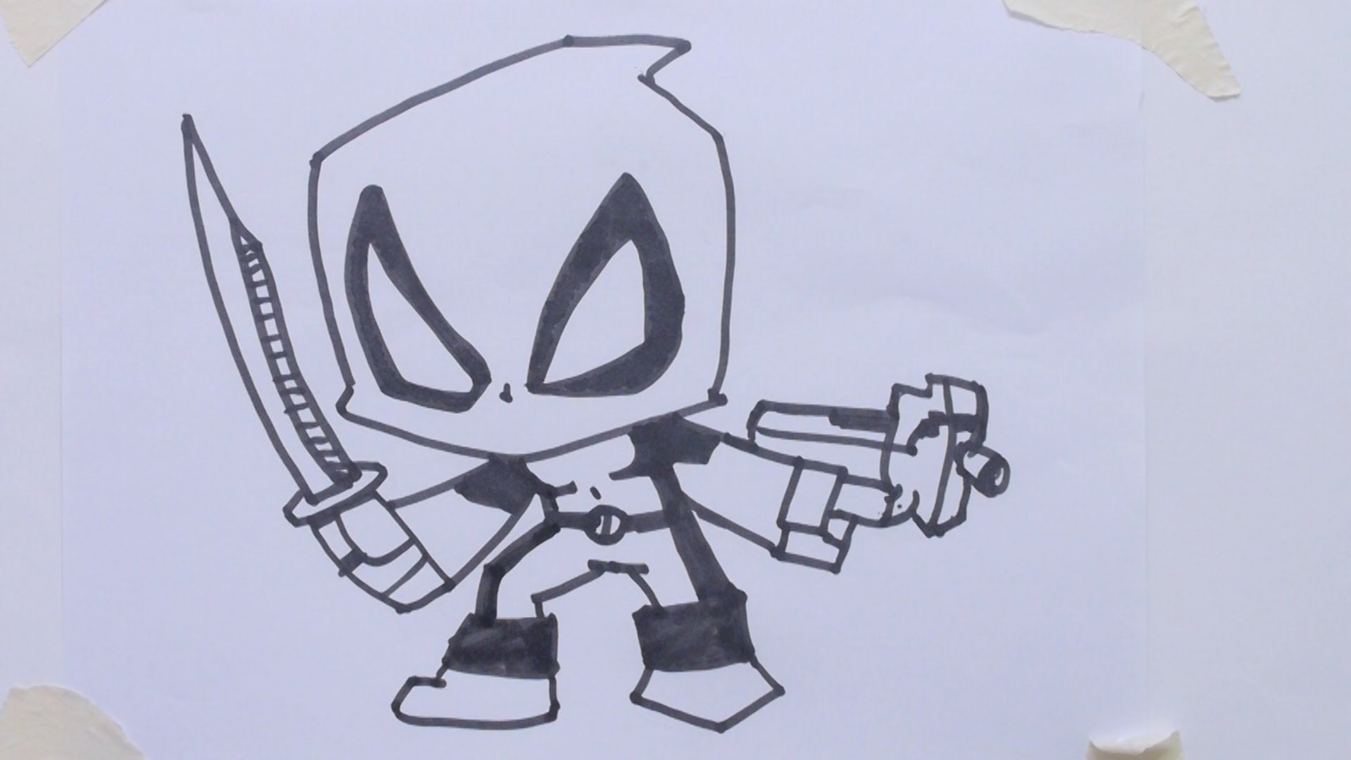 1920x1080 How To Draw Cartoon Deadpool
