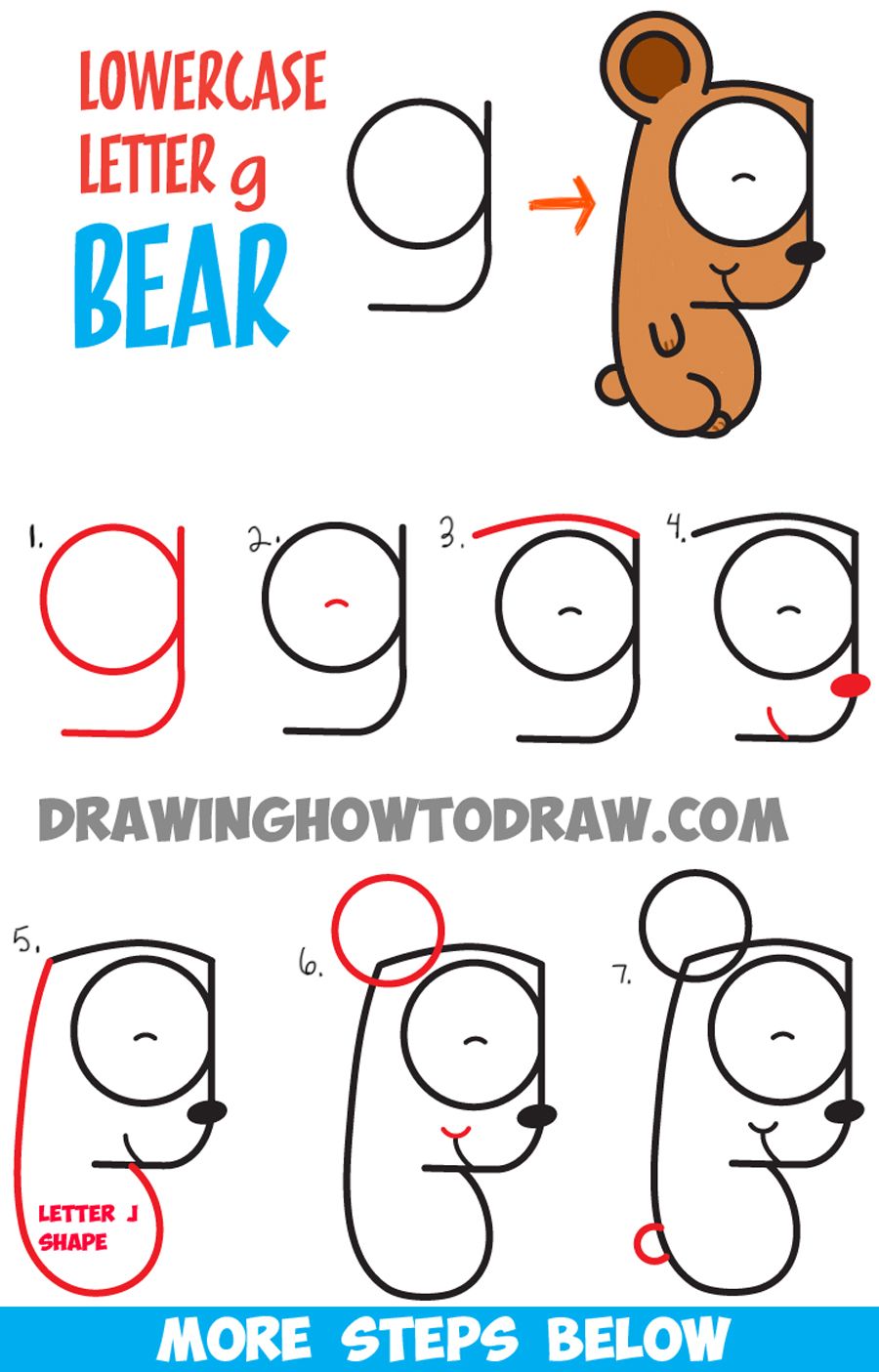 900x1405 Howtodraw Cartoon Baby Bear Cub Letter G.jpg Any