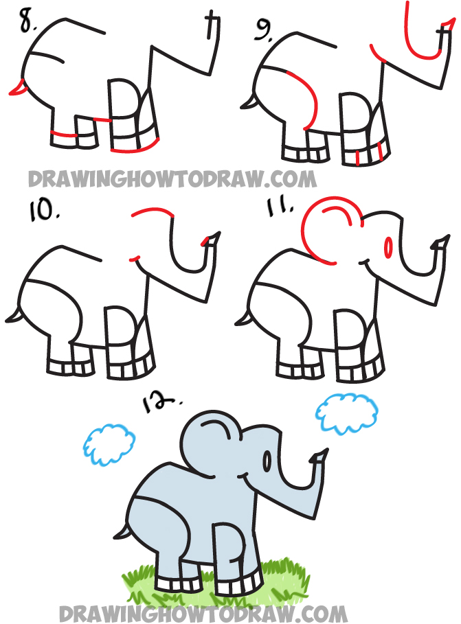 671x909 How To Draw Cartoon Elephants From The Word Elephant