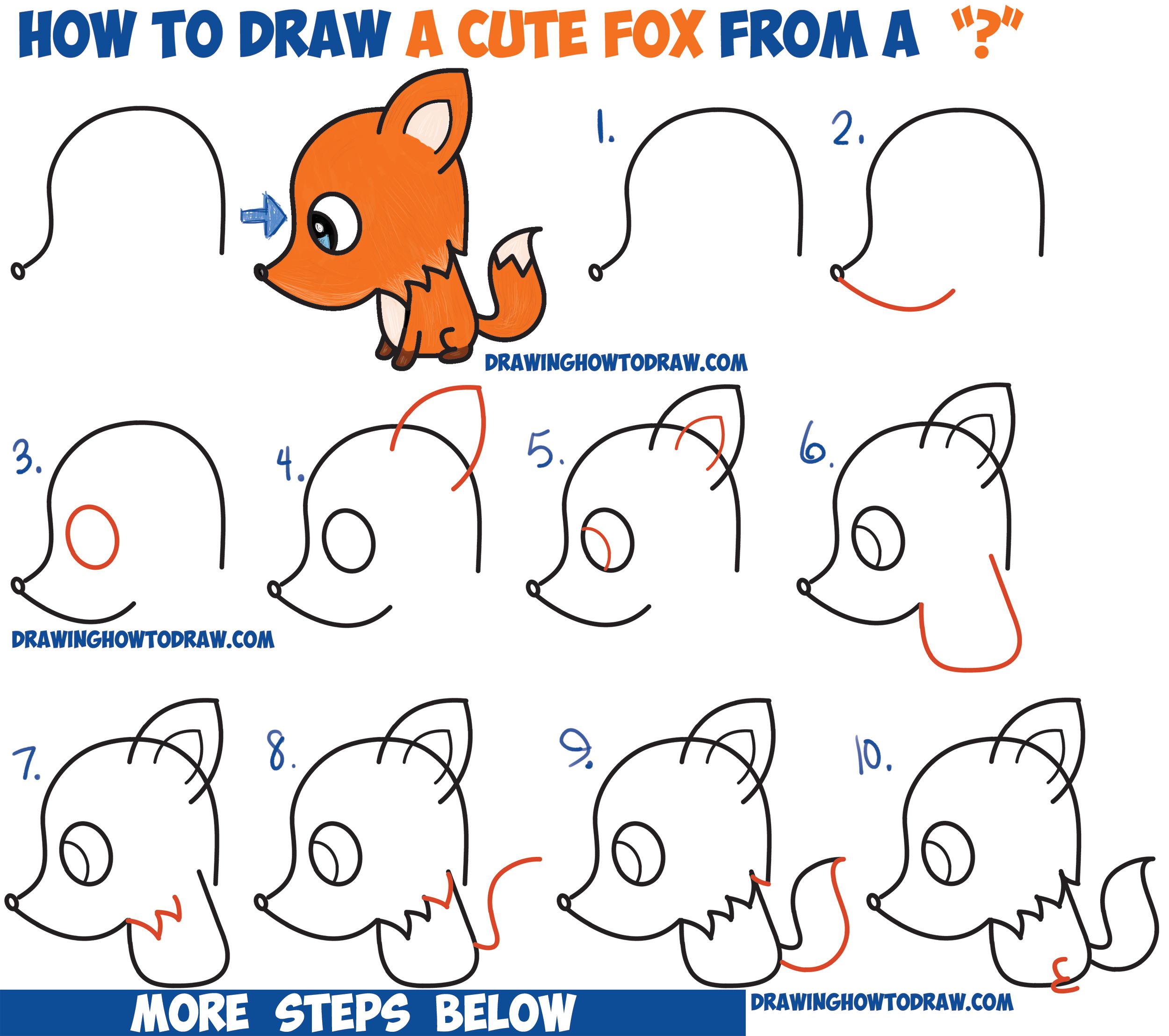 2500x2215 How To Draw A Cute Cartoon Fox From A Question Mark (Kawaii