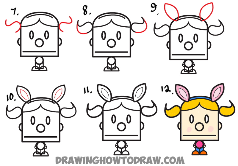 800x560 How To Draw Cartoon Girl With Pig Tails And Bunny Ears