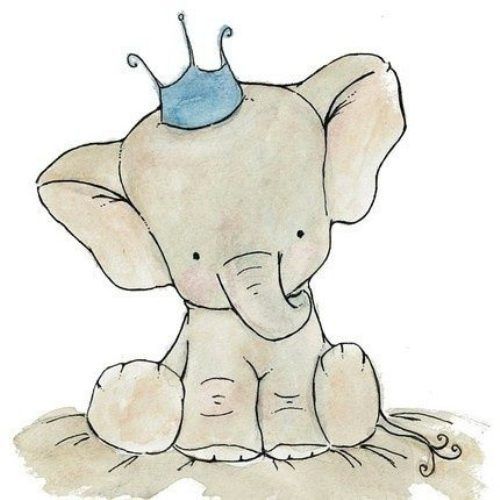 500x500 Royal Elephant Print Archival 8x10 Cartoon, Drawings And Animal
