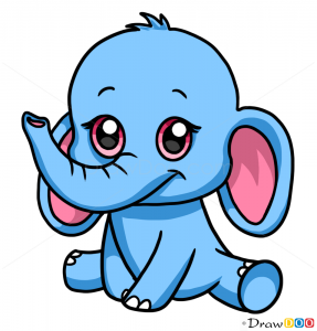 287x300 How To Draw Baby Elephant, Cute Anime Animals