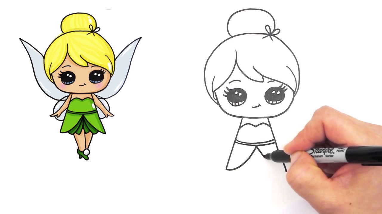 1280x720 How To Draw Disney Tinker Bell Fairy Step By Step Cute