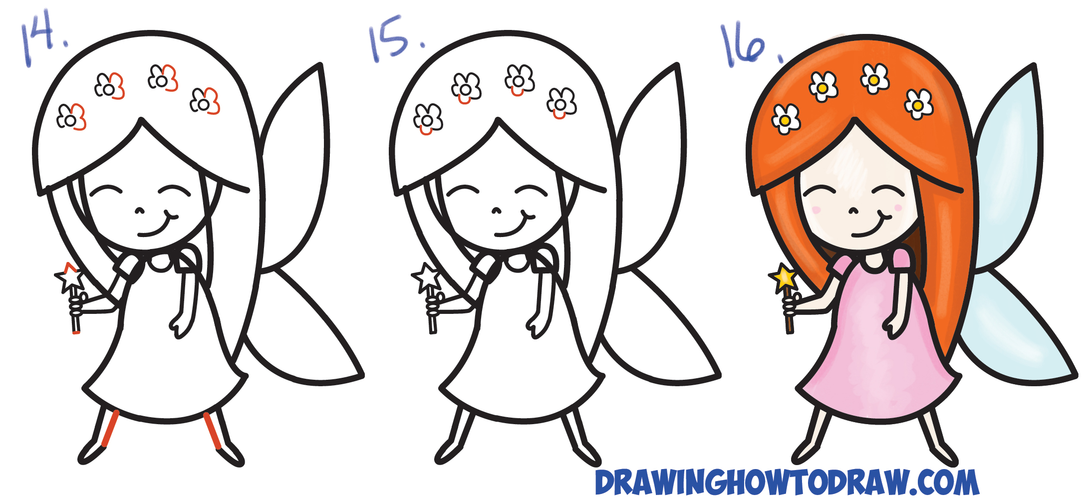 2184x1008 How To Draw A Cute Cartoon Fairy (Kawaii Chibi) From Letter
