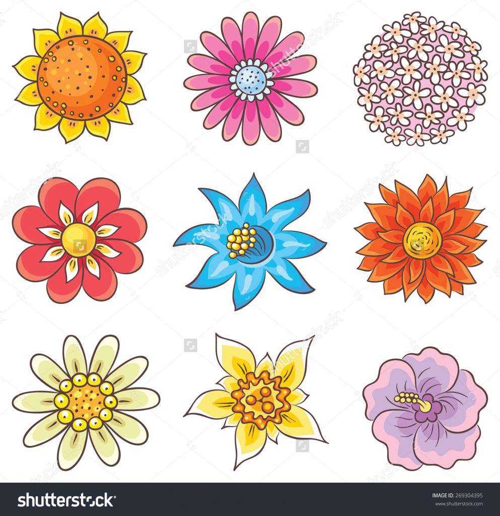 993x1024 Flowers Different Drawings Cartoon Drawings Of Flowers Isolated
