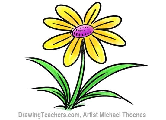 550x397 How To Draw A Flower Step By Step. This Cartoon Flower Is An Easy
