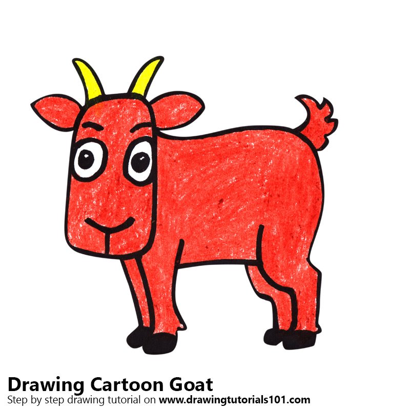 800x800 Learn How To Draw A Cartoon Goat (Cartoon Animals) Step By Step