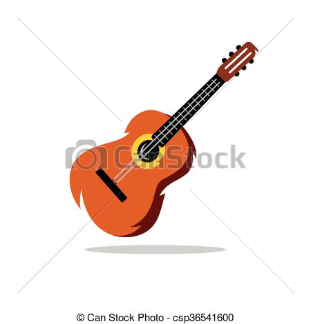 450x470 Vector Guitar Cartoon Illustration. Classic Guitar Isolated