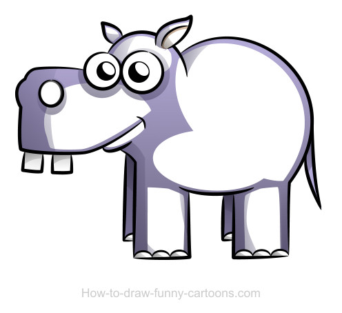 496x454 Hippo Drawing (Sketching + Vector)