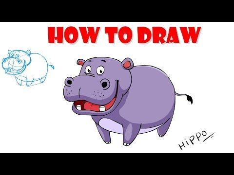 480x360 How To Draw Cartoon Hippo Drawing Tutorial Digital Art