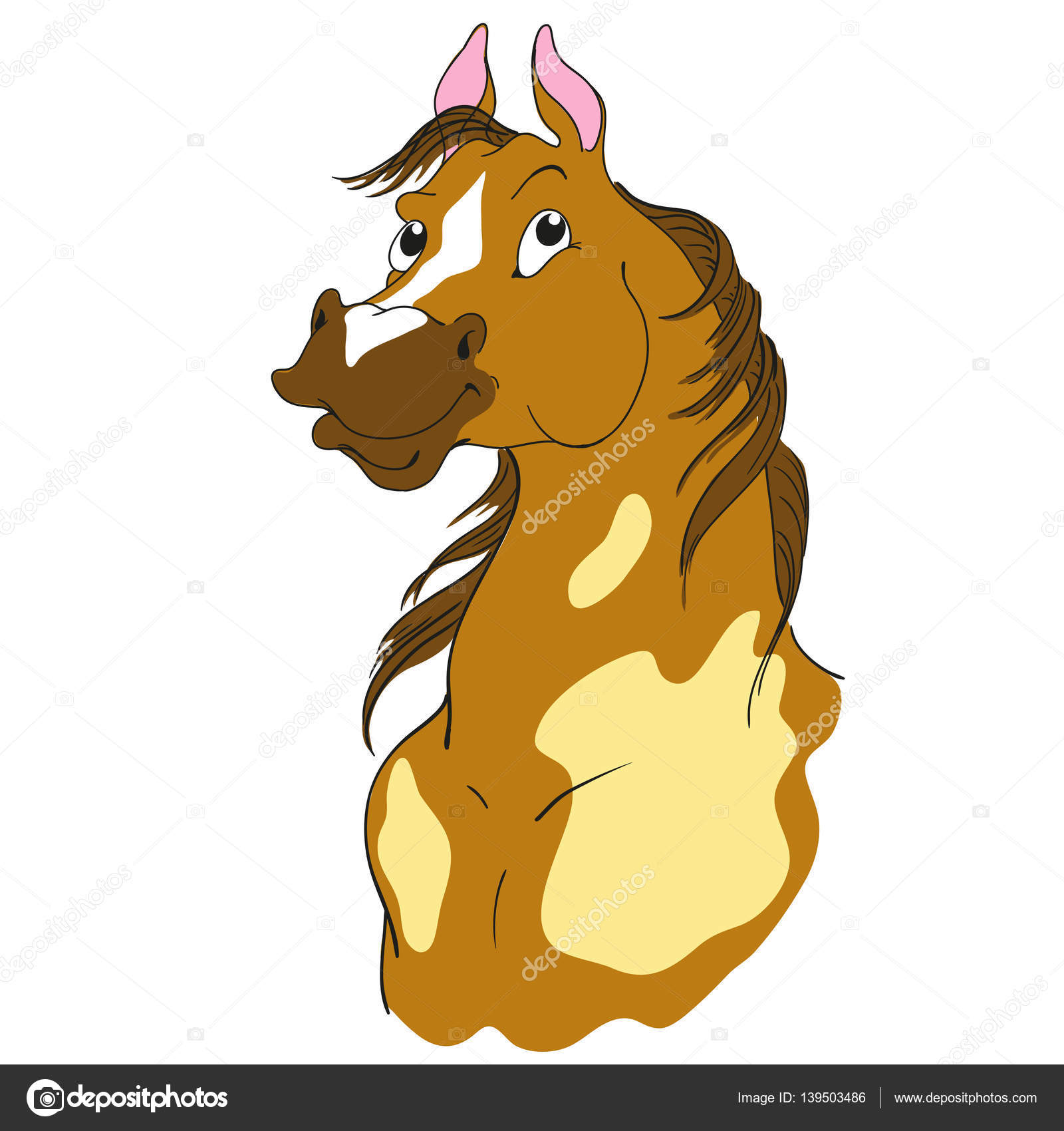 1600x1700 Horse Cartoon Character. Piebald Color. Horse Head Isolated On