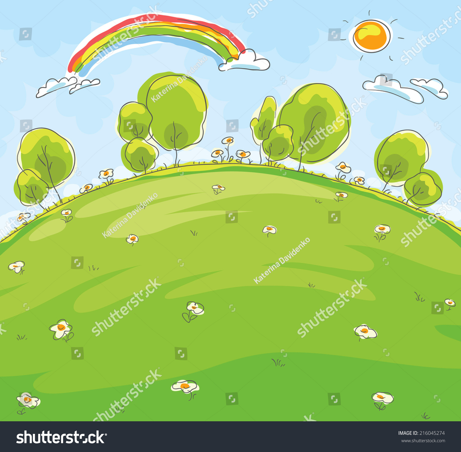 1500x1471 Cartoon Landscape Drawing