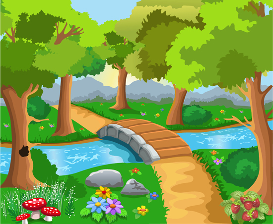 550x452 Free Vector Cute Cartoon Landscape Vector