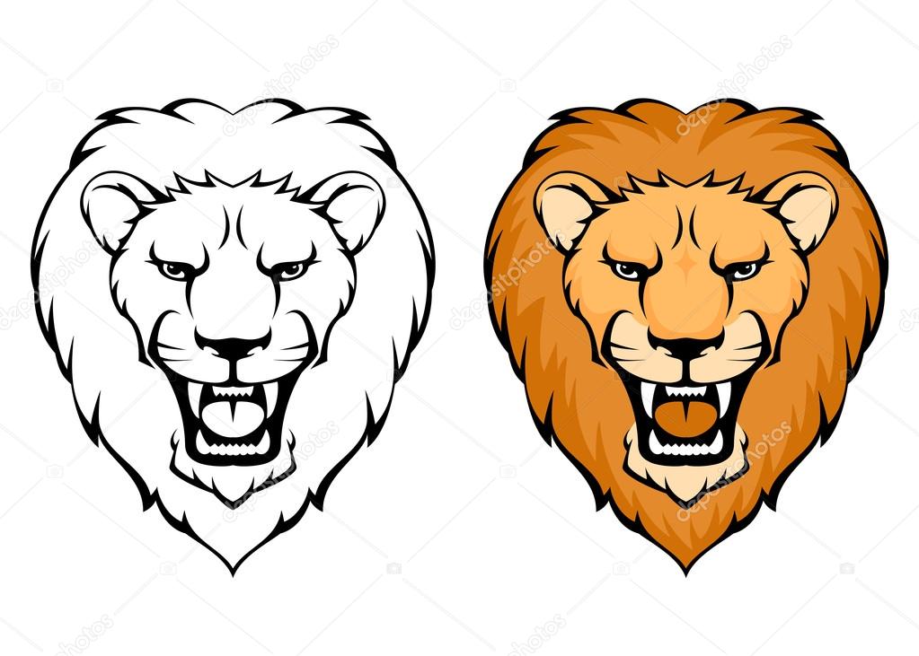 1023x731 Cartoon Lion Face Roaring Simple Illustration Of Lion Art