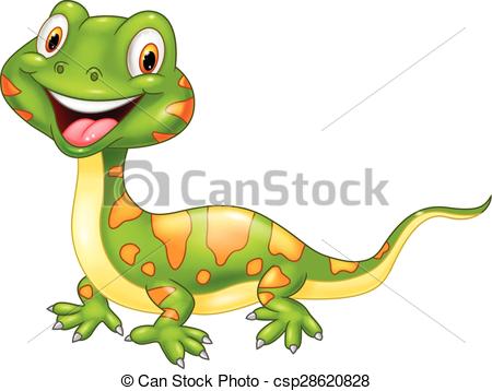 450x358 Vector Illustration Of Cartoon Cute Lizard. Vector Illustration
