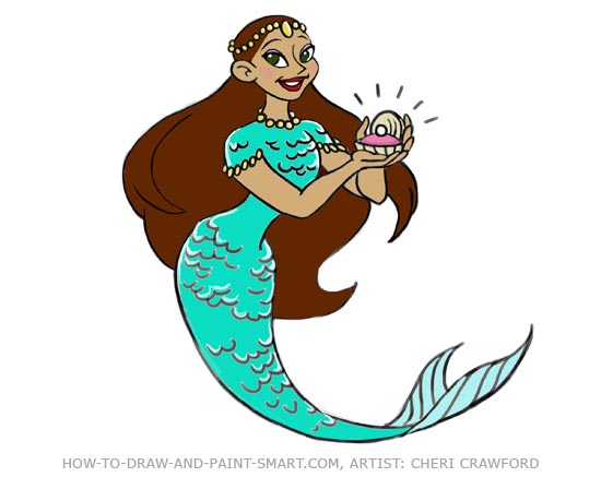 550x437 How To Draw Mermaids