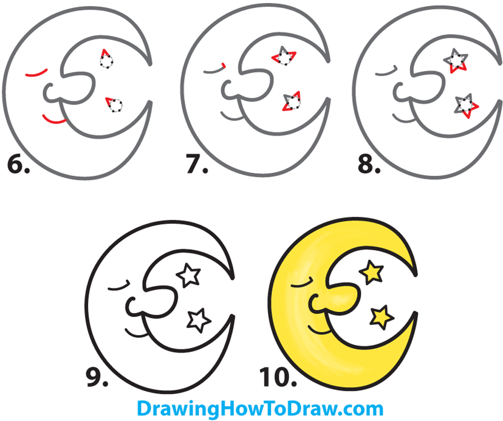 1000x836 How To Draw A Cartoon Moon And Stars Easy Step By Step Drawing