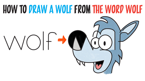 500x281 How To Draw Cartoon Wolves From The Word Wolf Easy Steps Drawing