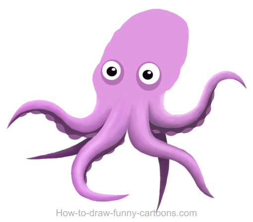 510x447 Octopus Drawing (Cartoon Painting)