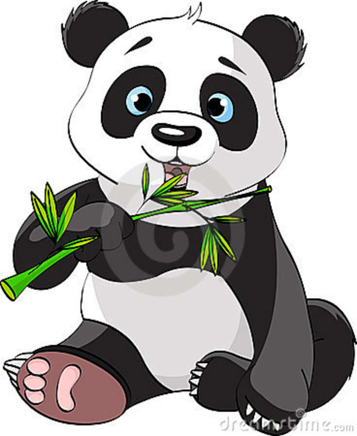 736x900 Cartoon pandas Panda Eating Bamboo Stock Photography