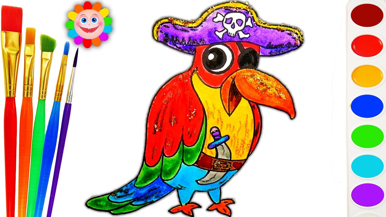 1280x720 How To Draw Cartoon Parrot Pirate