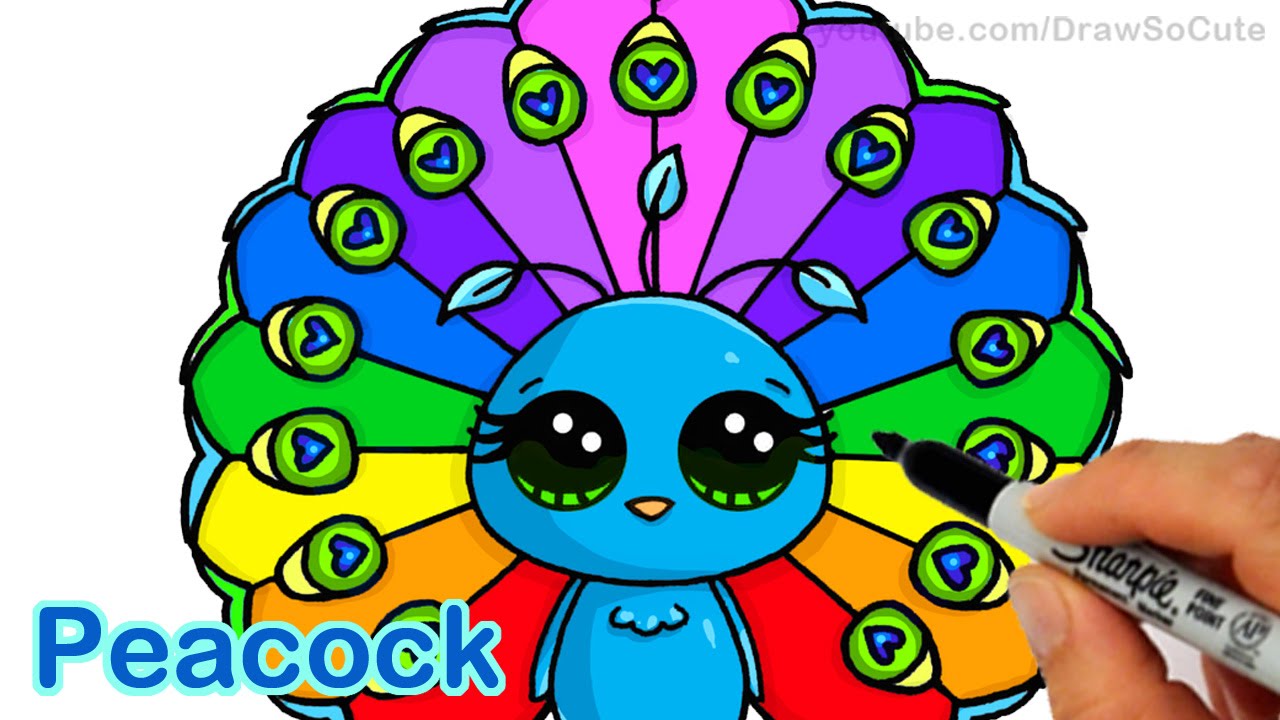 1280x720 How To Draw Cartoon Peacock Cute Step By Step