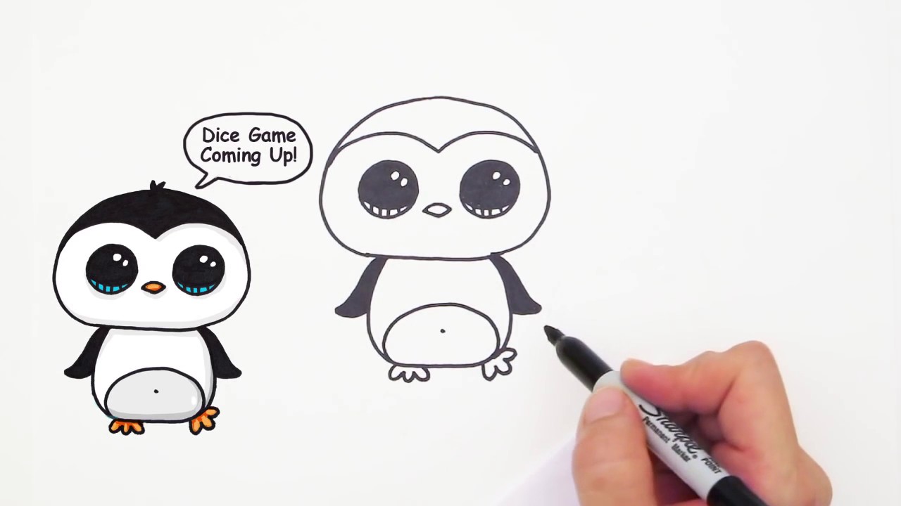 1280x720 How To Draw A Cute Cartoon Penguin Easy Step By Step